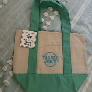 Trader joes Pastel Green Canvas Mini Tote Bag